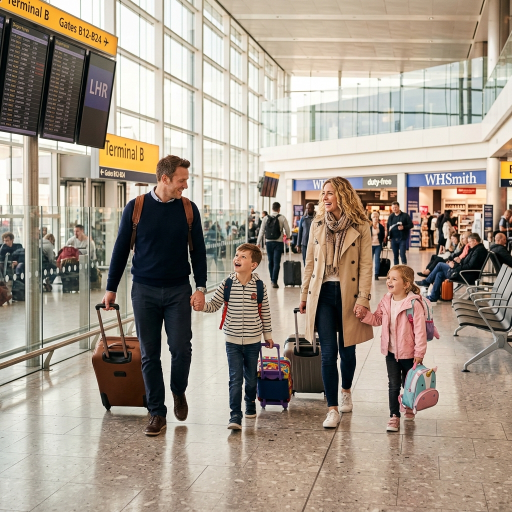 Family traveling together at airport